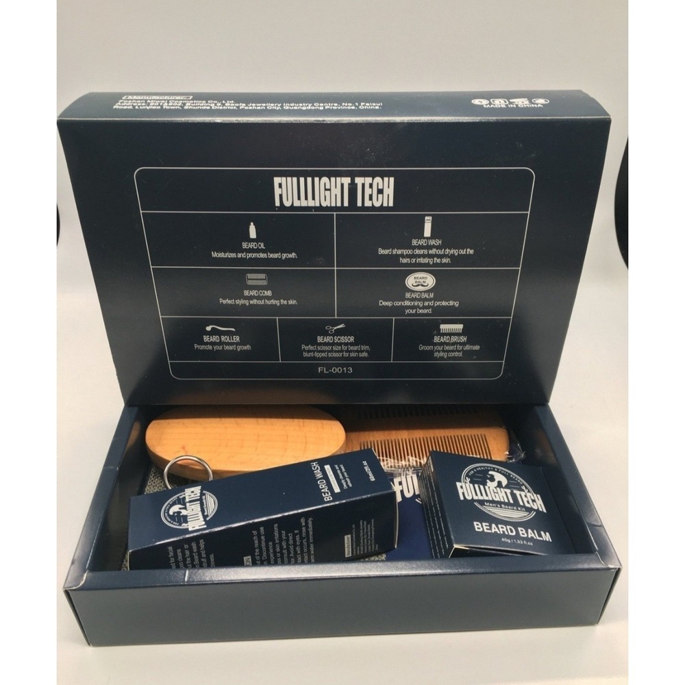 NEW  Beard Growth‎ Kit For A Healthy & Full Beard Oil Comb Wash Balm Scissors